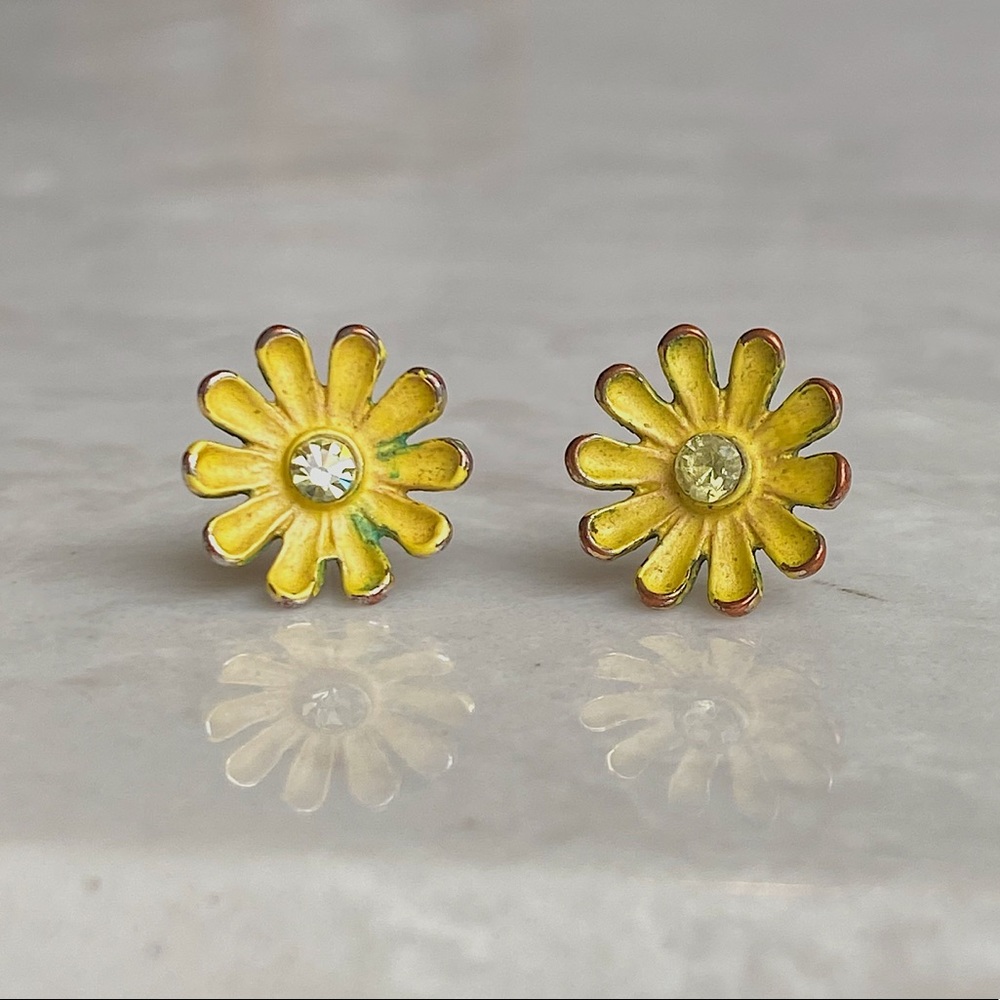 Yellow flower stud earrings